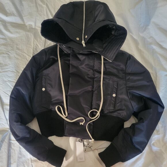 Rick Owens Black Futuristic Hooded Jacket Cropped Alice Parka M, L, XL - Picture 7 of 16